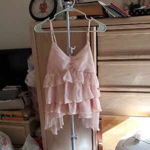 Tommy Girl Pink Ruffled Tank Blouse Size S